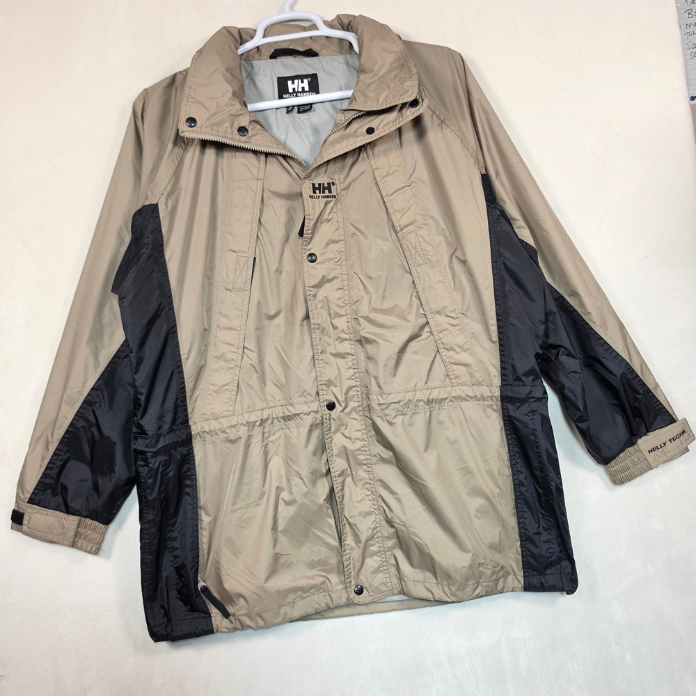 Vintage Helly Hansen Helly Tech Jacket Men's XL Tan Black Sailing Gorpcore - Picture 10 of 16